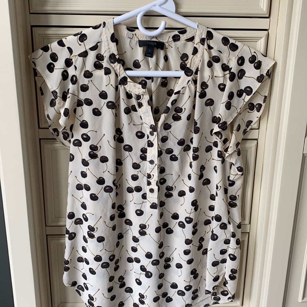 JCrew Cream Black Cherry Top Size 0
